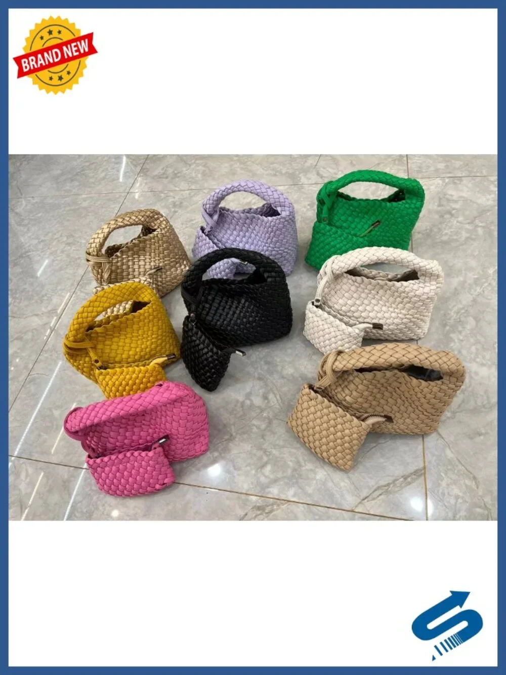 Faux Leather Woven Tote Crossbody Shoulder Bucket Handbag